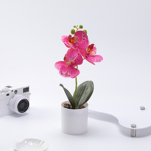 Plante artificielle Phalaenopsis en pot, fleurs au toucher en caoutchouc souple PU, ensemble de Phalaenopsis blanches tombantes, fleurs artificielles - Product Image 5