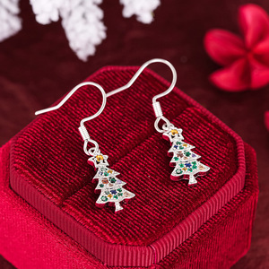 Boucles d'oreilles pendantes en zircon étoile d'arbre de Noël colorées pour femmes, bijoux de mode festifs - Product Image 5