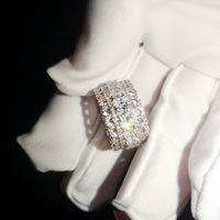 Bague Éternité Élégante Vintage KYRA01028 en Laiton Plaqué Platine Brillant avec Design Exagéré pour Femme, Bijou de Soirée