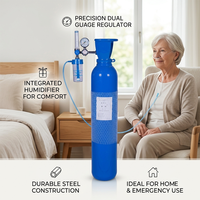 Bouteille de gaz oxygène sans soudure 2L-150L avec régulateur de pression en option pour systèmes d'alimentation en oxygène