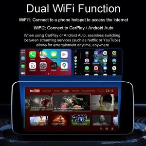 กล่องวิดีโอ Wi-Fi แบบคู่พร้อม Netflix & YouTube สำหรับ <span class=keywords><strong>Android</strong></span> Auto Wireless CarPlay อุปกรณ์เสริมรถยนต์อื่นๆ - Product Image 3