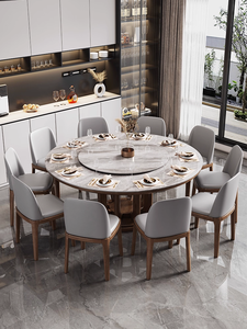 Nueva llegada fácil montaje piedra sinterizada moderna <span class=keywords><strong>Lazy</strong></span> <span class=keywords><strong>Susan</strong></span> mesa de comedor con patas de madera maciza para 4-8 personas - Product Image 2