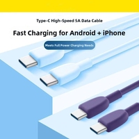 Kabel USB Type-C Pengisian Cepat 3A, Silikon, Tembaga Murni, Berpelindung, untuk Ponsel, Tablet, Power Bank