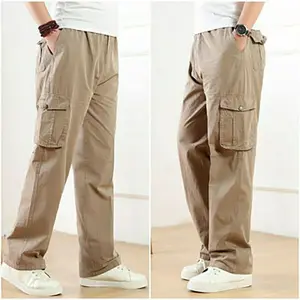OEM Service Wholesale Custom Men's Baggy Casual Pants Pocket Design Men's Straight Leg Pants Men Solid Color Cargo Work Pants
