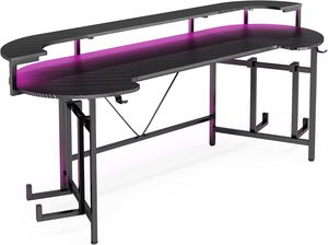 Escritorio Gamer SENYU de 75 Pulgadas con Estante para Monitor, Escritorio Grande para PC, Ergonómico, RGB, Negro - Product Image 5