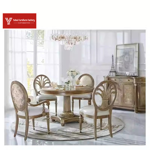 Mesa de Comedor Colonial de Madera Maciza con Incrustaciones de Madera Burl y Pedestal Acanalado para Uso en el Hogar - Product Image 5