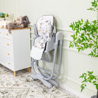 Chaise haute multifonctionnelle pliable et réglable 3-en-1 pour bébé avec panier de rangement et double plateau en cuir PU pour l'alimentation - Vente en gros