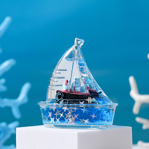 Bouteille flottante créative en acrylique en forme de <span class=keywords><strong>petit</strong></span> bateau, best-seller, ornement de bureau, mini-paysage d'aquarium, décoration DIY - Product Image 3