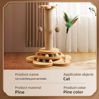Tour griffoir pour chat en corde de sisal naturelle, style Art Déco, avec plateau en bois massif, multifonctionnel pour l'activités d'escalade et le jeu autonome
