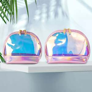 Faible MOQ, nouvelle mode, trousse de maquillage transparente de voyage, sac cosmétique holographique de luxe, étuis - Product Image 2