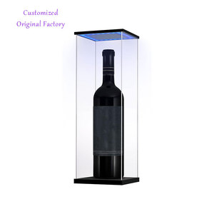 Tùy chỉnh chống bụi điều chỉnh <span class=keywords><strong>Acrylic</strong></span> chai rượu vang trường hợp rõ ràng <span class=keywords><strong>Acrylic</strong></span> Hộp hiển thị với ánh sáng LED cho rượu vang đỏ bia whisky - Product Image 3