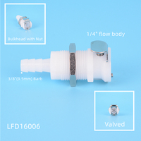 Raccord rapide coudé en plastique mâle-femelle de 1/4 po avec valve intégrée pour l'eau