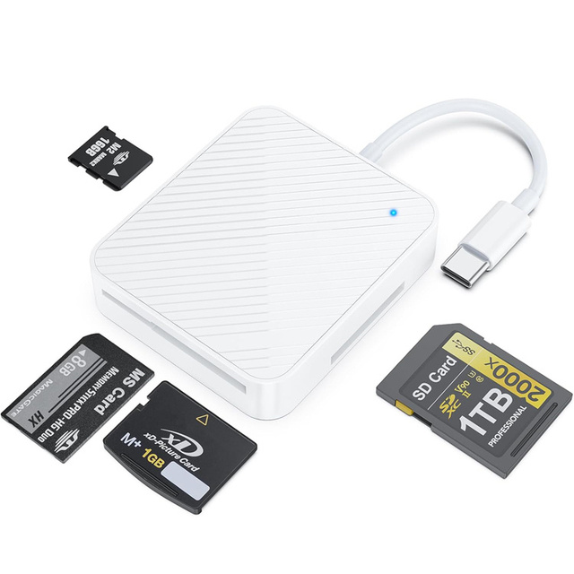 Micro SD Card Reader for Phone 16, USBC High Speed to SD/TF Camera Card Adapter Memory Card Reader with SD/MS/M2/XD