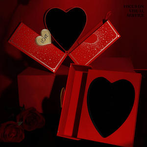 Kotak Perhiasan Kustom Bentuk Hati Hadiah Janji Kotak Perhiasan Pintu Ganda Kotak Hadiah Kemasan Kotak Hadiah Mewah - Product Image 4