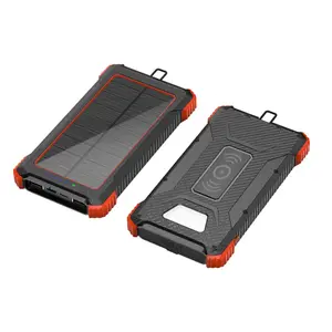 Wholesale Amazon Waterproof 20000mah Dual USB Li-Polymer Battery Charger Travel Solar Power Bank with LED Flashlight