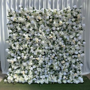 KL-WA89卸売人工5d花の壁パネル結婚式の壁花の装飾ロールアップ生地花の壁の背景8ft x 8ft
