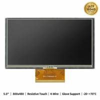 شاشة لمس مقاومة 5.0 بوصة TFT بدقة 800x480 مع إضاءة خلفية LED مدمجة ولوحة لمس رباعية الأسلاك RGB 40 دبوسًا بجودة صناعية