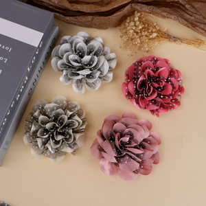 Broches de flores de chifón con lunares, hechos a mano, DIY, para el cabello, zapatos, sombreros, bolsos, accesorios, decoración de moda unisex - Product Image 2