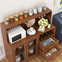 Buffet Bar à Café Moderne en Bois avec Éclairage LED et Porte Vitrée pour Salle à Manger et Salon – Vente en Gros