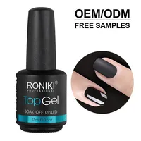 Pour RONIKI Custom 15ml No Wipe Top Coat Gel Polish LED Lamp Source OEM Polish Top Coat