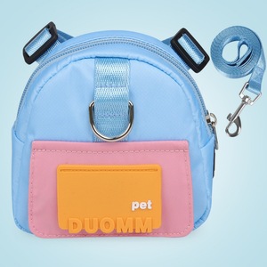 Dog <b>Backpack</b> Blue Polyester Waterproof Zipper Closure Fashion Pet Carrier Outdoor Travel <b>Small</b> Dog Use - Product Image 2