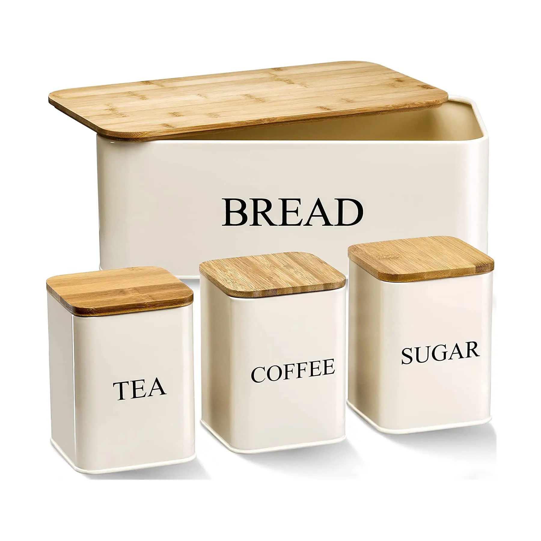주방 식품 보관 용기 항아리 시리즈 차 설탕 커피 용기 4 조각 금속 빵통 세트