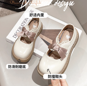 รองเท้าเจ้าหญิงสำหรับเด็กผู้หญิง รุ่นสปริงใหม่ ประดับโบว์ลูกไม้ พื้นนุ่ม เหมาะสำหรับการแสดง - Product Image 6
