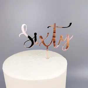 Decoración de acrílico con número para tarta, 60 tartas, para cumpleaños
