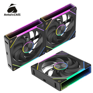 Ventilateur ARGB AntarcChill Black Daisy Chain avec halo central et miroir latéral, fixation rapide, modulaire, faible bruit, logo personnalisé - Product Image 1