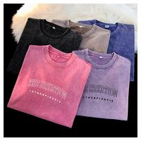 Camiseta de Algodón Tejido para Hombre, Estilo Casual, Holgada, con Estampado de Letras, Antiarrugas y Transpirable, Ideal para el Tiempo Libre, Recién Lanzada y Superventas
