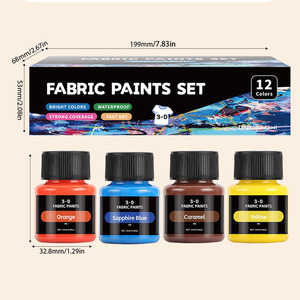 Paillettes 12X25ml <span class=keywords><strong>Peinture</strong></span> pour tissu 12 couleurs Ensemble <span class=keywords><strong>de</strong></span> <span class=keywords><strong>peinture</strong></span> permanente pour tissu textile T Shirt Toile - Product Image 3