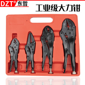 Dzt Industrial Grade Locking <b>Pliers</b> <b>Set</b> 4pc Steel With Heat Treatment For Heavy Duty Use - Product Image 1
