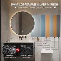 Miroir de maquillage mural intelligent à LED rond avec interrupteur tactile, anti-buée, à intensité variable, 3 températures de couleur, haut-parleur Bluetooth, pour salon et hôtel