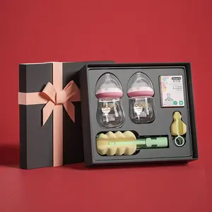 Oberni Supplies Biberon pour bébé Ensemble complet 0-6 mois Biberon en verre pour nouveau-né Coffret cadeau Biberon pour bébé