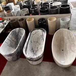 SW STONE Baignoire de <span class=keywords><strong>spa</strong></span> moderne autoportante de <span class=keywords><strong>luxe</strong></span>, baignoire ovale en pierre naturelle blanche personnalisée pour adultes, baignoire de salle de bain personnalisable - Product Image 5