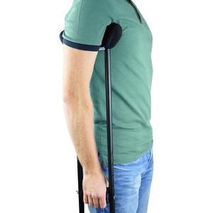Muletas axilares acolchadas (x2 unidades), ortopédicas para adultos, de aluminio negro, KMINA - Product Image 1