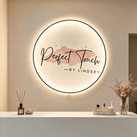 Enseigne lumineuse LED néon 3D personnalisée en acrylique premium - Logo illuminé avec bordure dorée, étanche IP65 pour usage commercial intérieur (bureau/bar)