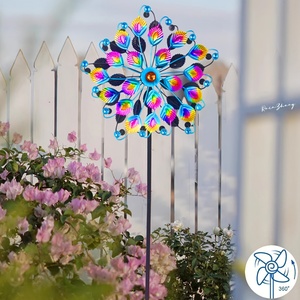 Große Doppelschichtige Metall-Windmühle, Umweltfreundliches Selbstrotierendes Windrad, Garten- und Rasendekoration für Außenbereich und Villa - Product Image 4