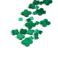 Populaire trèfle à quatre feuilles pierre naturelle Agate 11.2*2mm dalles de pierres précieuses en vrac couleur verte pierre d'agate