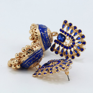 Bijoux pour femmes Jumka Bollywood Kundan traditionnel Jhumka indien plaqué or émail cloches pendantes gland boucles d'oreilles pour femmes - Product Image 4