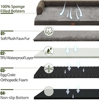 Coussin pour chien en peluche avec mousse orthopédique en forme de boîte à œufs, imperméable, antidérapant, pour grands chiens, lavable, vente en gros d'usine sur mesure