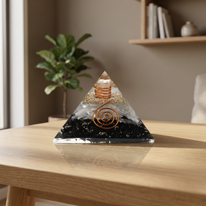 Pyramide d'orgone en sélénite et tourmaline noire, spirale de guérison, décoration pour la maison et le bureau, vente en gros - Product Image 3