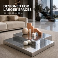 Table basse carrée KINNO en acier inoxydable 100x100x35cm, finition sablée, table en métal design pour projets de villas et hôtels, OEM ODM