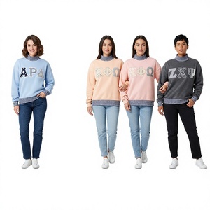 Sudadera de Cuello Alto con Letras Bordadas para Mujer, Tejida en Algodón y Fibra de Bambú, Corte Regular, Otoño - Product Image 1