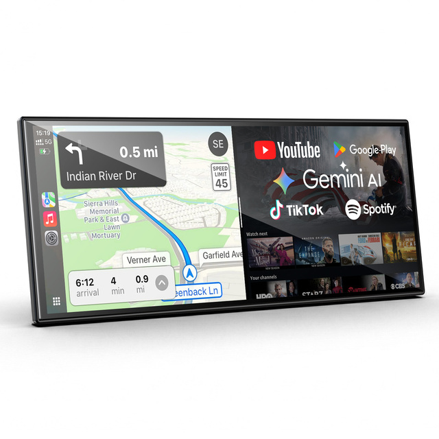 11" In-cell Wireless CarPlay Screen Android Auto Upgrade Portable Touchscreen for Car Netflix Navigation Android 15 System