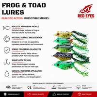 Échantillon Gratuit Leurre Souple en Silicone Grenouille Yeux Rouges 6cm 12g pour la Pêche au Poisson-Chat en Rivière et Lac Vente en Gros OEM