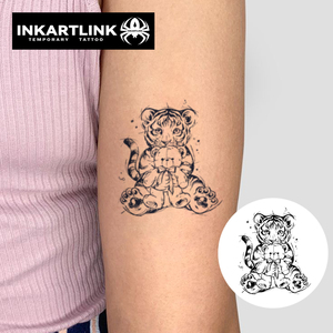 Tatuaje Temporal de Oso Tigre Bebé, Adhesivo de Tatuaje Herbal, Resistente al Agua, Larga Duración (15 Días), Arte Corporal Semipermanente para Brazo y Pierna - Product Image 2