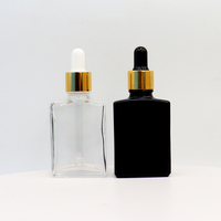 Bouteilles compte-gouttes carrées en verre transparent 30ml 50ml 100ml flacons compte-gouttes en verre rectangle d'huile essentielle avec pipette