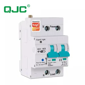 QJC 2P 2 phase 2 pole 32A 40A 50A 63A 80A 100A 125A Tuya wifi smart MCB switch mini miniature circuit breakers with app control