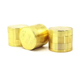 Wholesale 4 Parts Gold Coin Shape Zinc Alloy Metal Herb Grinder 40mm 4Layers Herb Crusher Herb Mill Smoking Accessories